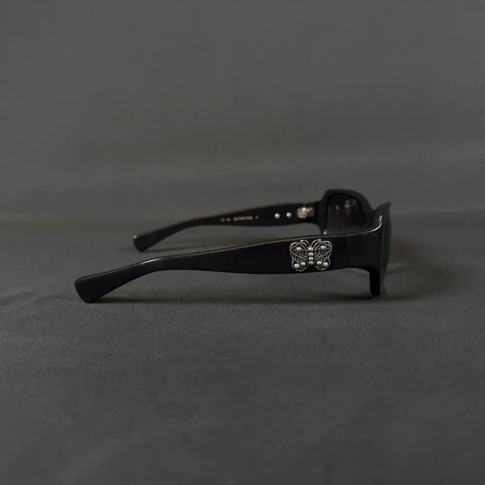 Kieselstein-Cord Butter Face 8K Black Acetate Blue Lens Sunglasses Japan RARE